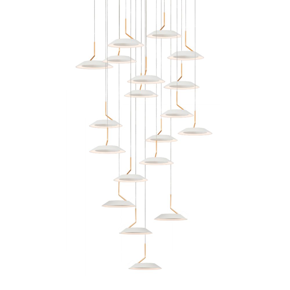 Koncept Lighting RYP-C19-SW-MWG Royyo LED Pendant (Circular with 19 pendants), Matte White with Gold accent, Matte White Canopy